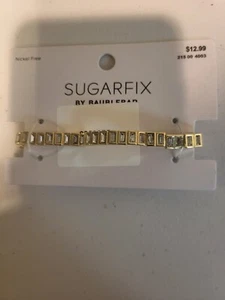 SUGARFIX by BaubleBar Gold and Crystal Baguette Stretch Bracelet - NICKEL FREE - Picture 1 of 2