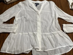 Gap Medium White Cotton Top. Boho Victorian Peasant Hippie Mystical - Picture 1 of 8