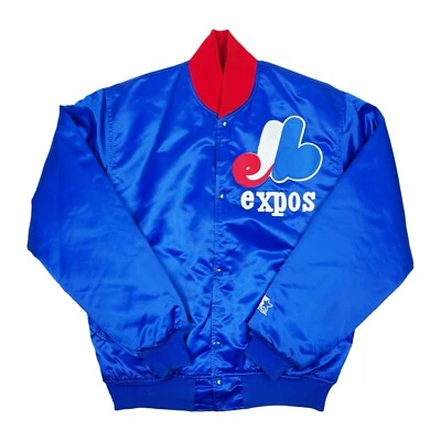 Vtg MLB Montreal Expos #9 Marquis Grissom Starter Satin Bomber Jacket Size Large - Image 1 of 4