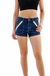 Pantalones Cortos Free People Azul Oscuro Denim Encaje Sweet Surrender Cintura Alta 24 - Imagen 1 de 2