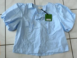 NWT Kate Spade Target Sz M Puff Short Sleeve Blue Stripe Top Blouse H149 - Picture 1 of 8