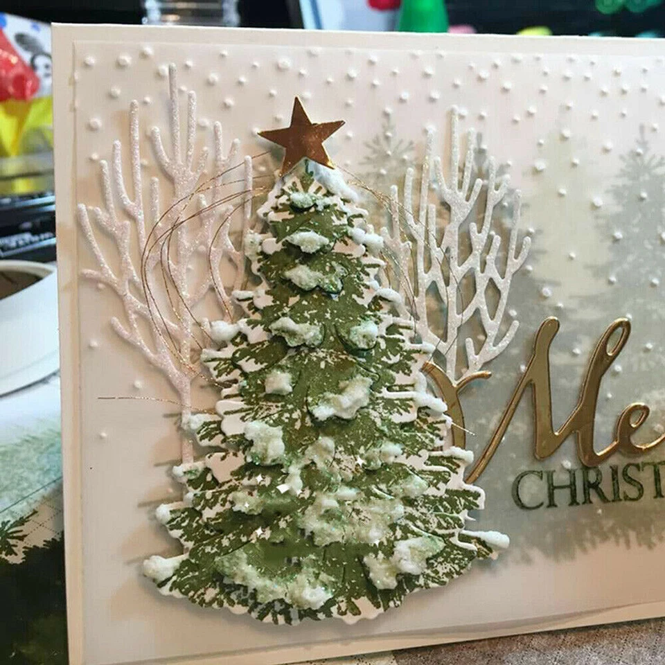 DIY Christmas Tree Metal Cutting Dies Scrapbooking Paper Cards Craft Stencil Set - Image 1 of 4