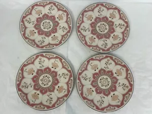 Set x4 Franciscan Madrigal 1971-83 SALAD PLATES Pink Moroccan Floral Design 8" - Picture 1 of 6
