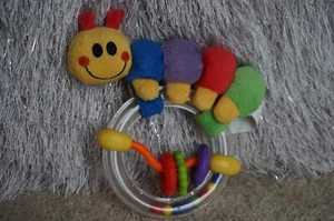BABY Plush Baby EINSTEIN Soft CATERPILLAR Crinkle Rattle Rainbow Ring Toy 5” - Picture 1 of 7
