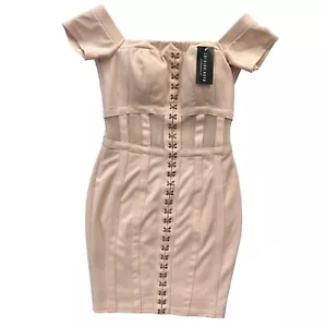 Fashion Nova Women’s Size Small, Nude Pink, Corset Incredible Bodycon Mini Dress - Picture 1 of 16