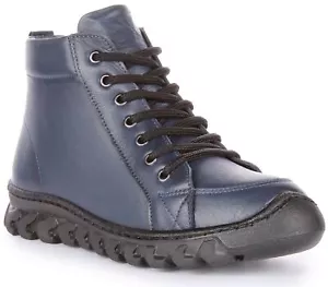 Justinreess England Jenny Cuero con Cremallera Lateral Botas Confort Marinas Mujer EE. UU. 5 - 10 - Imagen 1 de 12