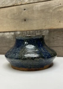 Vintage Small Hand Made Burnt Blue & Green Ceramic Pottery Bud Vase ๐ - Picture 1 of 9