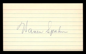 WARREN SPAHN SIGNED INDEX CARD - Picture 1 of 2