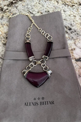 Collar babero 100 % auténtico ALEXIS BITTAR granate lucita y cristal pavé $275 Foto 1 de 4