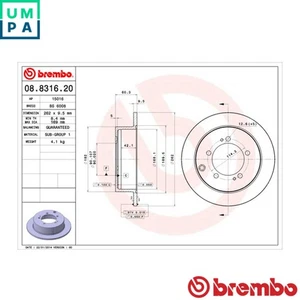 2x BRAKE DISC 08.8316.20 FOR MITSUBISHI LANCER/CARGO/Van/VII ECLIPSE SPACE 2.0L - Picture 1 of 9