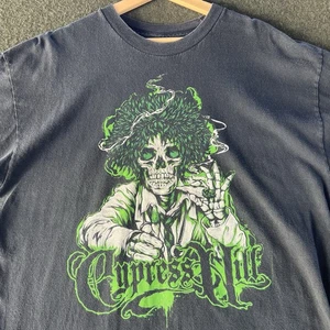 Vintage Cypress Hill Smoking Skull Graphic Band Shirt Mens XL Black Fade - Picture 1 of 5