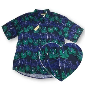 Camisa Summa Vintage Para Hombre L Hawaiana Noche Océano Palmera Todo Cuello Punta - Imagen 1 de 13