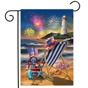 Briarwood Lane Oceanside Fireworks Garden Flag - Picture 1 of 4