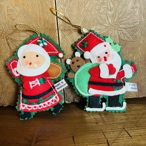 Vintage Kurt Adler Handarbeit Filz bestickt Weihnachtsmann Weihnachtsschmuck Retro - Bild 1 von 6