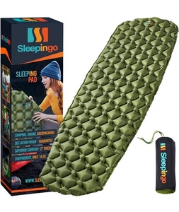 Ultralight Inflatable Sleeping Pad - Waterproof, Compact Air Mattress - Green - Picture 1 of 6