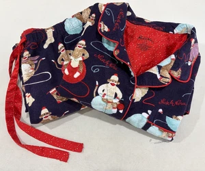 Nick & Nora taglia XL cotone flanella scimmia maglia piping rosso navy - Foto 1 di 18