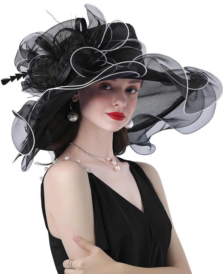 ORIDOOR Women Organza Fascinator Church Kentucky Derby Hat Floral Tea Party Wedd