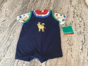 Vintage healthtex 12 Month Zoo Wild Animal Printed Short Sleeve Romper NWT - Picture 1 of 4