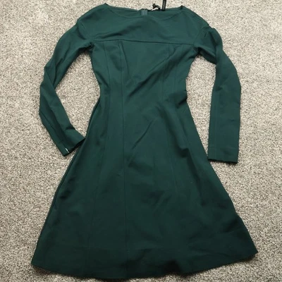 Theory Dress Womens P Green Scuba Knit Long Sleeve Knee Length Made in USA - Image 1 of 4