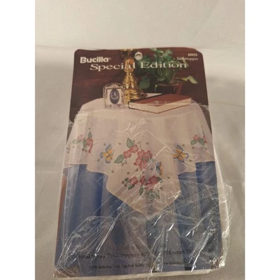 Bucilla Special Edition Floral Spray Tabletopper Cross Stitch Kit 40x40 w/ floss - Image 1 of 2
