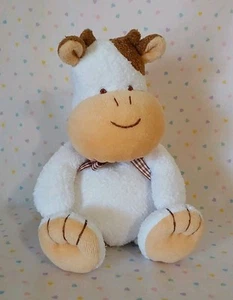 Juguete de peluche vintage Prestige Baby marrón blanco vaca sonajero 8" - Imagen 1 de 7