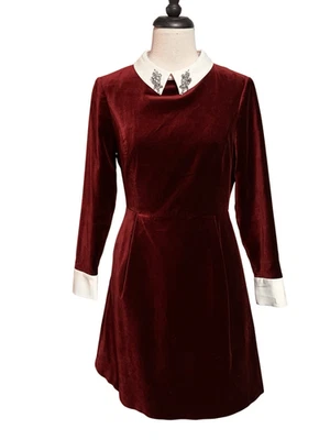 Ted Baker London Cheryl Velvet Collared Embellished Dress Size 2 - Image 1 of 4