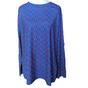 Reel Legends Keep It Cool Women's Rash Guard Sz L Blue Red Anchors Long Sleeve - Picture 1 of 7