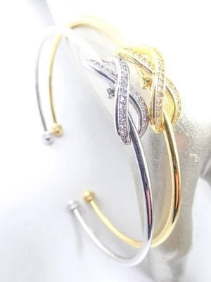NUEVO Delicado Brazalete Fino Cristales Chapados en Oro 18kt Infinity Forever LOVE Foto 1 de 4