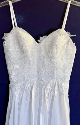 Vestido maxi de noiva sexy moda nupcial em camadas renda branca boho novo com etiquetas - Imagem 1 de 4