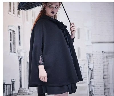 Gallery Woman Black Hooded Cape /Poncho Coat – Size 3X - Image 1 of 4