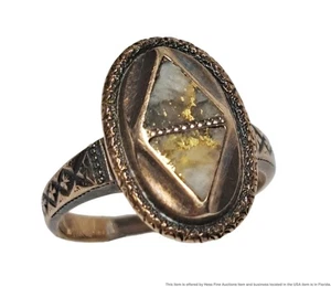 Seltener australischer Ring Gold in Quarz massiv Roségold viktorianisch antik Unisex - Bild 1 von 8