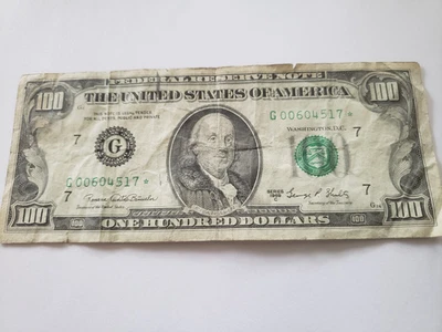1969 ONE HUNDRED DOLLAR BILL STAR NOTE G00604517*   $100.00 STAR NOTE - Image 1 of 4