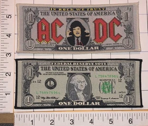 2 AC/DC ACDC ANGUS YOUNG DOLLAR IN ROCK WE TRUST MUSIK EMBLEM PATCH - Bild 1 von 1