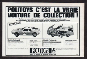 1970 POLITOYS Matra Sport & Lamborghini Espada Diecast Vintage Original PRINT AD - Picture 1 of 2