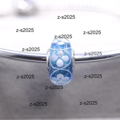 🩵 Pandora Blue Bloom Murano Glass Charm sterling Silver ALE S925 🩵 - Image 1 of 4