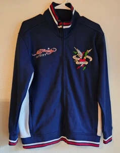 Ed Hardy Sport Christian Audigier True Till Death Eagle Track Jacket M Blue Y2K - Bild 1 von 6