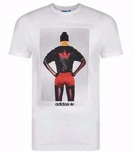 Para Hombre Nuevo Adidas Originals Logotipo Gráfico Camiseta Top - Blanco - Retro De Colección - Imagen 1 de 1