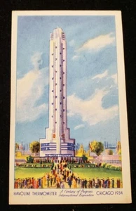 HAVOLINE THERMOMETER, CHICAGO WELTAUSSTELLUNG 1934, HÖCHSTE POSTKARTE DER WELT. T8545 - Bild 1 von 6