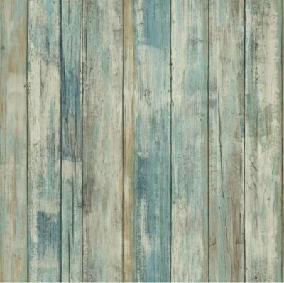 NEW RMK9052WP Blue Distressed Wood Peel and Stick Wallpaper - Image 1 of 4