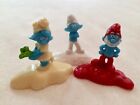 3 Small Kitsch Smurf Plastic Figurines. Immaculate.