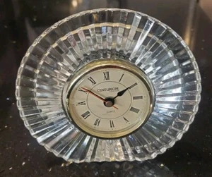 Vintage Centurion 24% Lead Crystal Mantle Clock Quartz Clear - Picture 1 of 12