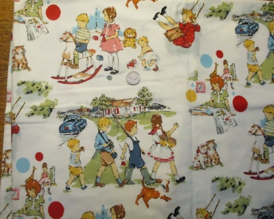 BTHY ~  Vintage 2003  children from the 1950's  cotton Flannel  Fabric - Image 1 of 3