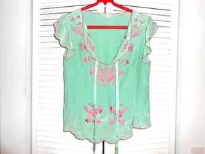 NANETTE LEPORE--MINT GREEN WITH CAP SLEEVES/ SCALLOPED--SIDE SNAP CLOSURES--4 - Picture 1 of 3