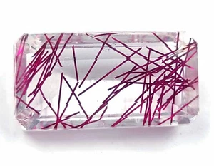 Pink Rutilated Quartz Emerald Cut 100-125 Ct IGL Loose Gemstone Lab-Created JNE - Picture 1 of 9