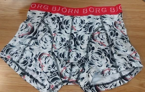NEW Bjorn Borg Men's "True Love" Boxer Trunks, White/Black/Red Size S - Picture 1 of 2