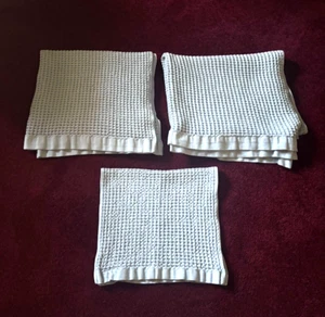 Onsen Bath Towel Set Of 3 Waffle Weave 100% Supima Cotton Blue - Picture 1 of 6