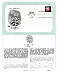 First Day Cover, Postal Commemorative Society 2015, Water Liles, Pink, 4964 - Picture 1 of 2