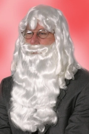 DELUXE WHITE SANTA CLAUS WIG AND BEARD SET CHRISTMAS COSTUME ADULT MENS MALE WIG - Image 1 of 1
