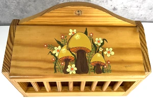 Vintage Mushrooms Wooden Box Handmade & Hand Painted 70's Cottage core - Picture 1 of 13