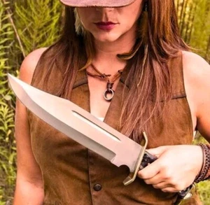 Custom Handmade D-2 Werkzeugstahl Fixed Blade Rambo Jagd Survival Bowie Messer - Bild 1 von 8